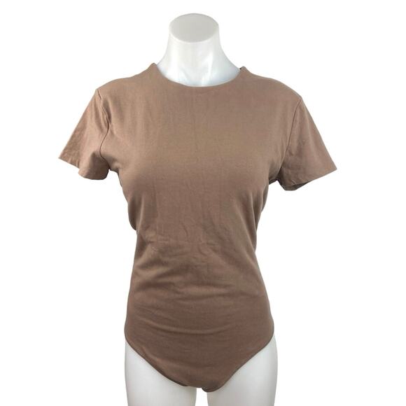 Abercrombie & Fitch Women Brown Crew Neck Short Sleeve One Piece Bodysuit Top XL - Picture 1 of 4
